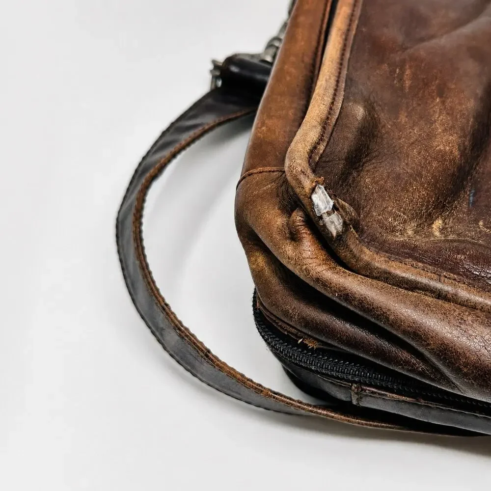 TUMI Vintage Leather Attaché Briefcase Business Carry On Messenger Bag